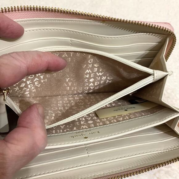 KATE SPADE Daycation Pink PAINTERLY OWL Zip Around NEDA Wallet - Picture 9 of 13